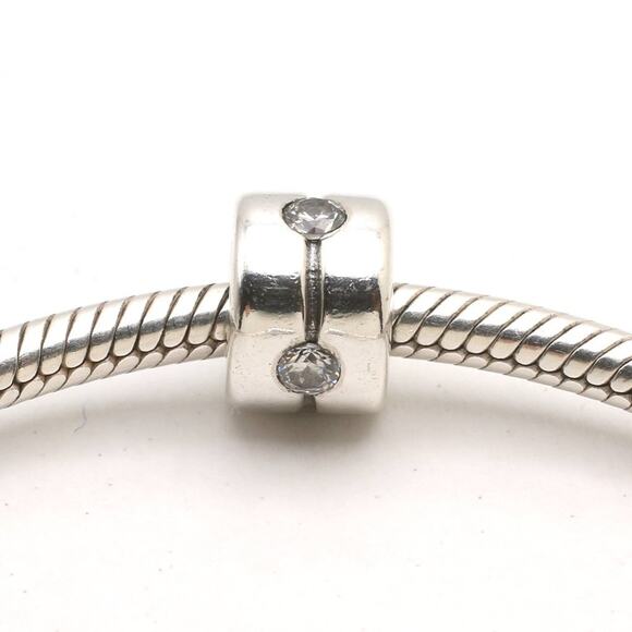 Authentic PANDORA Silver Band with Clear CZ Charm - 790172CZ - Picture 4 of 9